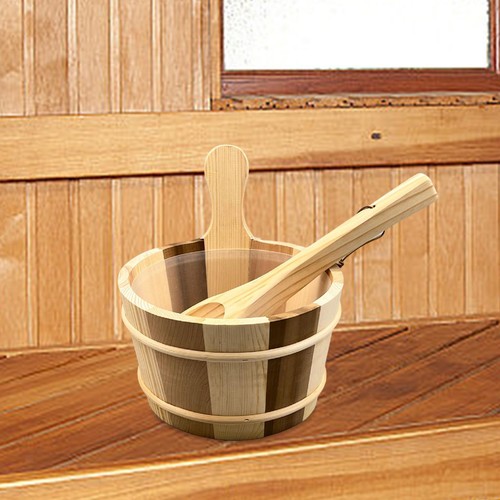 Wood sauna bucket and ladle - bucket,