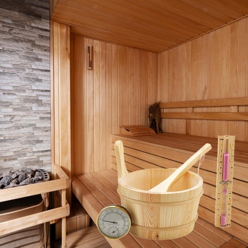 Wooden sauna bucket and ladle - wooden,