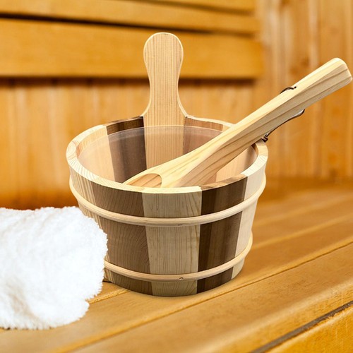 Wooden sauna bucket and ladle - wooden,