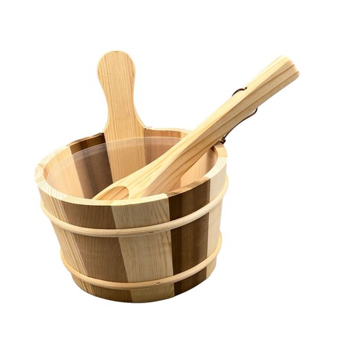 Wooden sauna bucket and - and, ladle