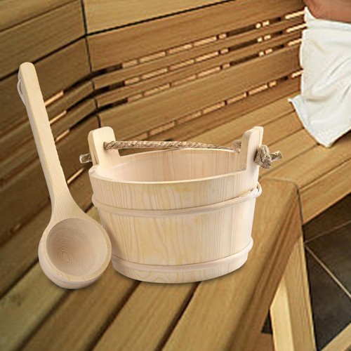 Wooden sauna bucket and ladle - bucket,