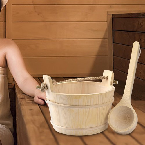 Wood sauna bucket and - sauna, ladle