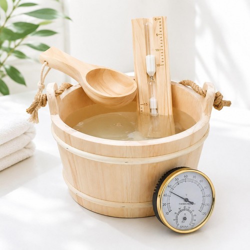Sauna bucket and - sauna, ladle